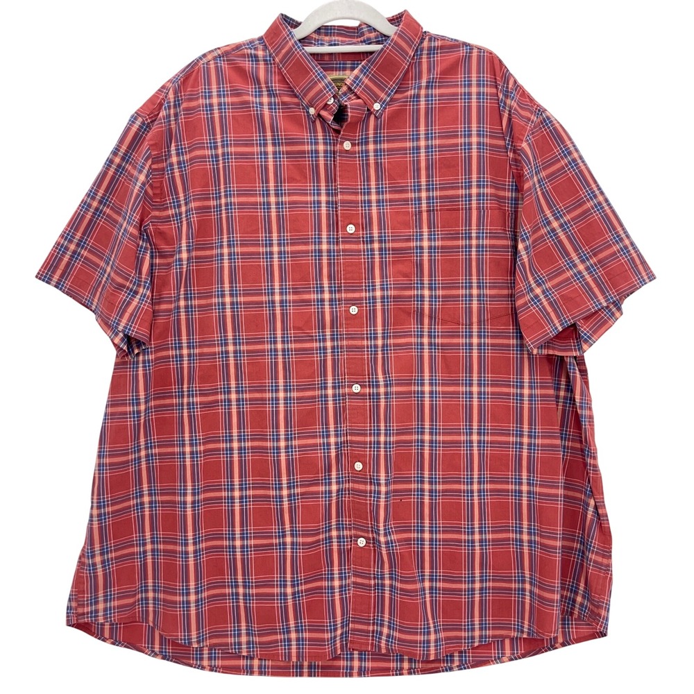 The Foundry Red Plaid Button Down Shirt 3XL Short Sleeve Comfort Stretch